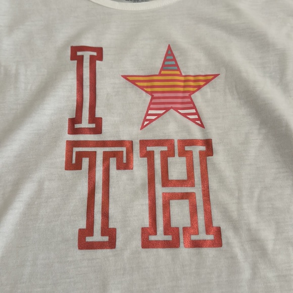 *FINAL* TOMMY HILFIGER star pajama set: WHITE/RAINBOW: NEW WITH TAGS: SZ S (6/7) - Picture 3 of 5